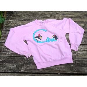 Vintage 80s  Pink Penguin Graphic Sweatshirt Retro Crewneck Pullover Cozy